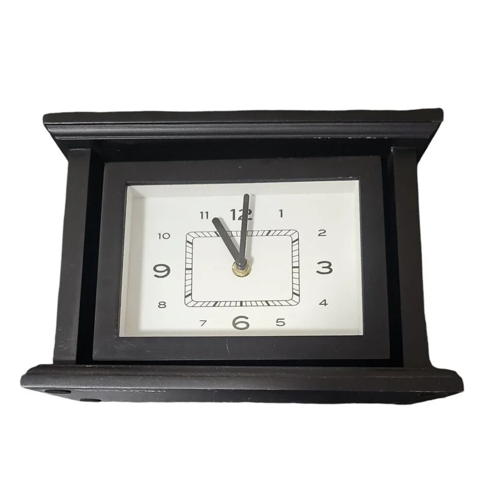Melannco Elegant Black Clock Picture Frame Modern Design‎ Tabletop Timepiece
